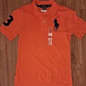 NWT Boy's Polo Ralph Lauren Small (sz 8) big pony. Orange with navy accents